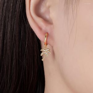 Pendientes de aro 925 Agujas de plata Colgante de coco / árbol de hadas para niñas con temperamento encantador y personalidad delicada