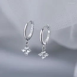 Hoop oorbellen 925 Zilverplated Crystal Flower Earring For Women Girls Party Bruiloft Sieraden Geschenken EH190