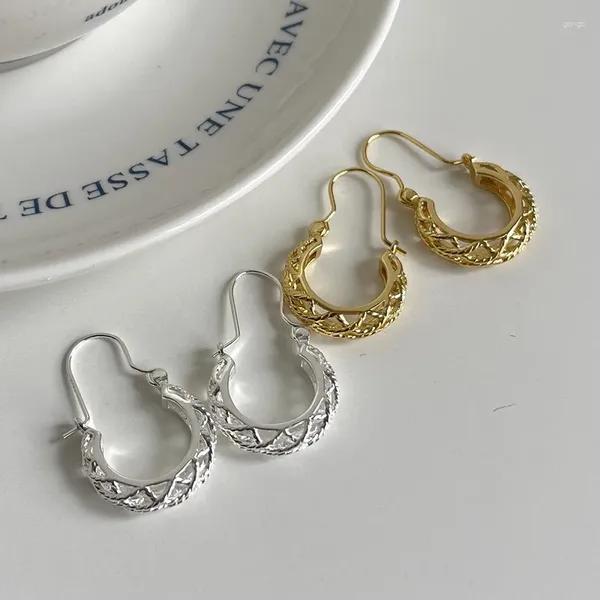 Boucles d'oreilles de cerceau 925 Géométrique vintage plaquée en argent pour femmes luxe et ethnique bijoux pourdies cadeaux féminines eh1317