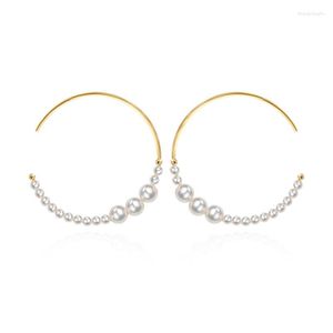 Boucles d'oreilles créoles 925 Silver Tide Online Celebrity Simple Mix Small Shell Pearl Jewelry Friend Gift