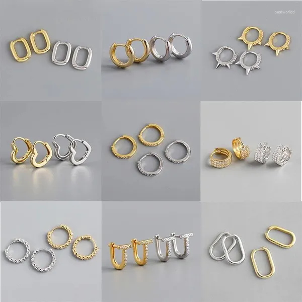 Boucles d'oreilles créoles en argent 925, timbre Punk français hip-hop géométrique, petit pour femmes, accessoires bijoux de fête en or