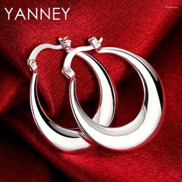 Boucles d'oreilles créoles en argent Sterling 925, Mini lune ronde de 30MM, à la mode pour femmes, cadeaux de charme, bijoux de mariage, vente en gros