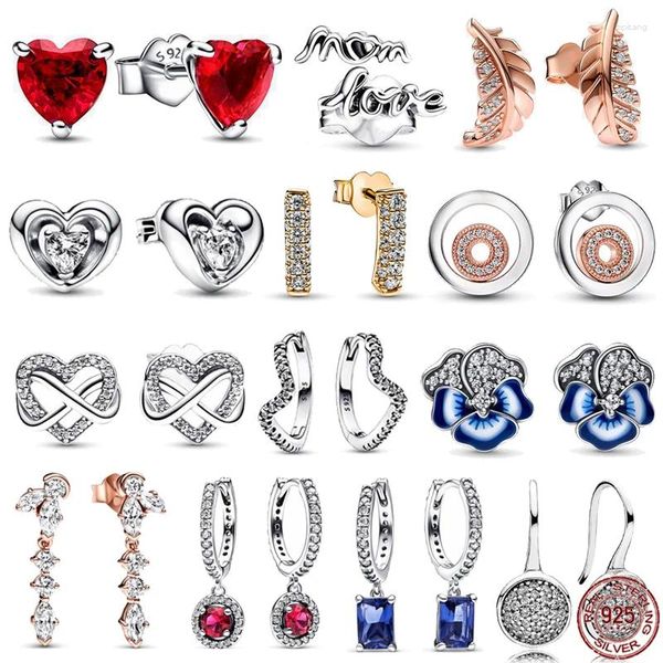 Boucles d'oreilles créoles en argent Sterling 925, classique, en forme de cœur, plume, breloque carrée, bijoux pour femmes, cadeau commémoratif
