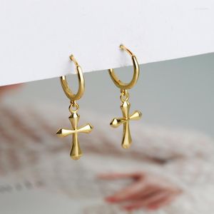 Boucles d'oreilles créoles 925 croix en argent Sterling pour femmes hommes géométrique boucle d'oreille bijoux de fête 2022