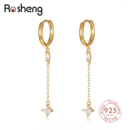 Boucles d'oreilles Hoop 925 Sterling Crystal Crystal Long Chain Tassel Drop For Women Fashion Piercing Fine Jewelry Party Anniversary Cadeaux