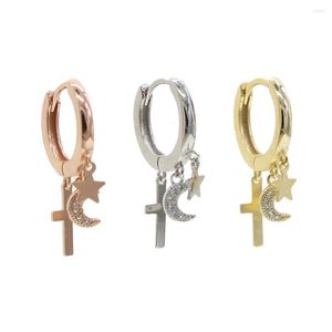 Hoop oorbellen 925 Sterling Silver Earring voor vrouwen Girls Cross Star Tassel Gold Color Huggie Oorbellen Gifts