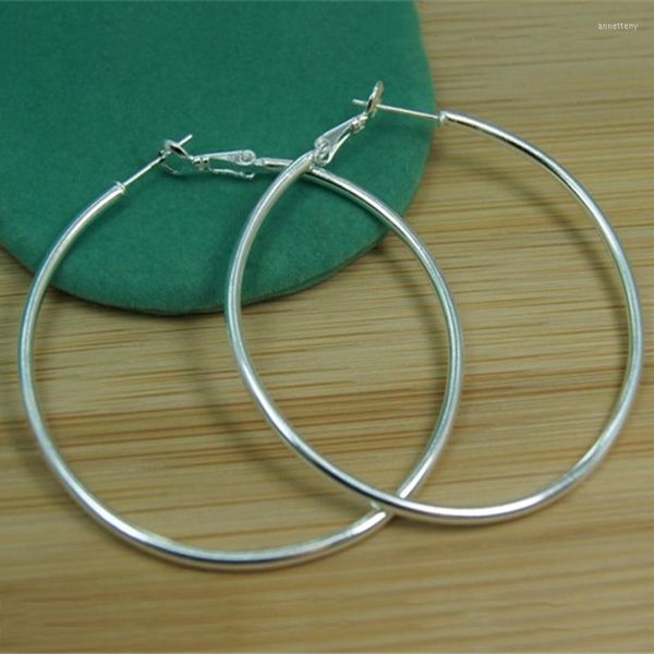 Boucles d'oreilles créoles en argent Sterling 925 pour femmes, grand cercle rond de 50MM, bijoux cadeau de noël