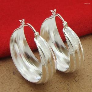 Pendientes de aro de Plata de Ley 925 a la moda, flor de coche a rayas de 3,5 CM para mujer, joyería de boda, regalos de fiesta al por mayor