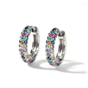 Boucles d'oreilles créoles en argent Sterling 925, bijoux tendance en cristal coloré pour femmes et filles, cadeau de saint valentin