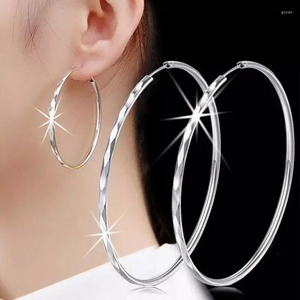 Boucles d'oreilles créoles en argent Sterling 925, boucles d'oreilles géométriques simples pour femmes, breloque de fête européenne, Piercing juif