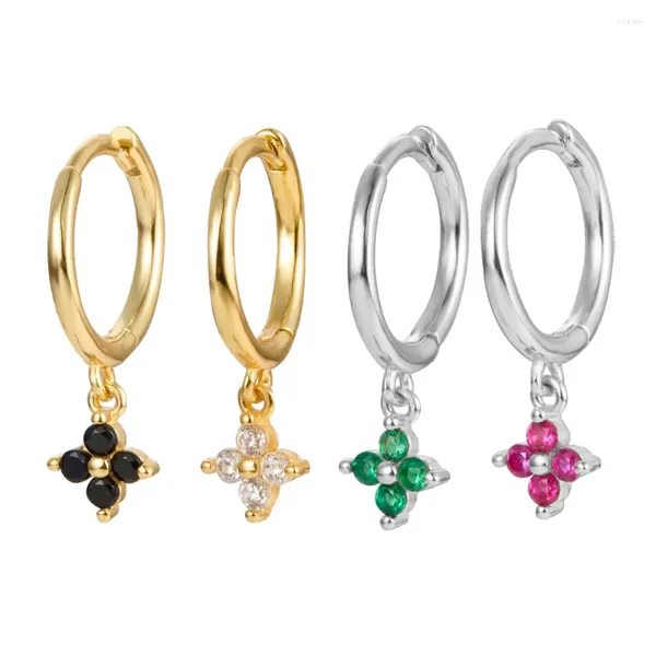 Pendientes de aro de plata de ley 925 florales para mujer, joyería de boda con temperamento