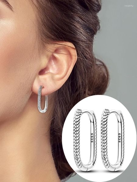 Pendientes de aro de plata de ley 925 para mujer, hebilla de hueso del oído, aros circulares redondos, anillos, joyería fina