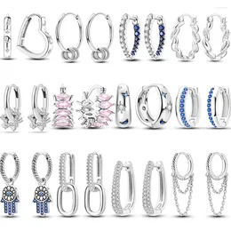 Boucles d'oreilles créoles en argent Sterling 925, boucles d'oreilles en forme de cœur circulaire pour femmes, bricolage, fabrication de bijoux, cadeau, goutte