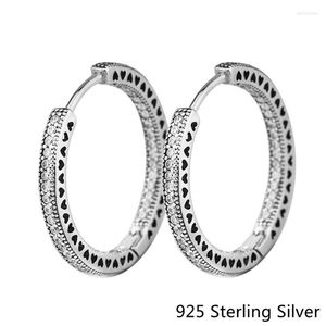 Hoop oorbellen 925 Sterling zilveren sieraden harten van charme met duidelijke cz mode voor doe -het -zelf vrouwencadeau