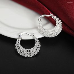 Boucles d'oreilles créoles en argent sterling 925 maille mode robe femme glamour bijoux cadeau