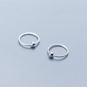 Boucles d'oreilles créoles en argent Sterling 925, boucles d'oreilles minimalistes avec perles rondes pour femmes, accessoires de bijoux Punk B096