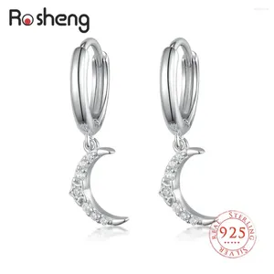 Boucles d'oreilles Hoop 925 Sterling Silver Moon Zircon For Women Lovers 'Couples Party Engagement Fine Bijoux