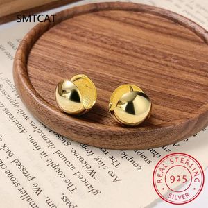 Boucles d'oreilles cerceaux 925 Baule à aiguille en argent sterling 24k mode Gold 14 mm pour femmes 2024 Accessoires de bijoux de luxe