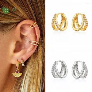 Boucles d'oreilles créoles 925 en argent Sterling aiguille minimaliste mode or Premium Double pour les femmes fête tendance bijoux cadeaux