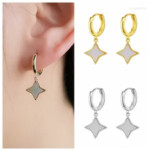 Boucles d'oreilles créoles en argent Sterling 925 pour femmes, pendentif étoile minimaliste, couleur or/argent, bijoux exquis à la mode
