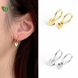 Pendientes de aro de Plata de Ley 925 con aguja exquisita, oro de 24K 2023, bonitos en forma de corazón para mujer, accesorios de joyería de tendencia