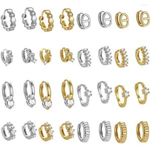 Boucles d'oreilles créoles en argent Sterling 925, aiguille, jolie géométrie, émail doré, petit pour femmes, tendance, Piercing de Cartilage, bijoux