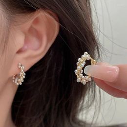 Boucles d'oreilles cerceaux 925 Perles en argent sterling tourbillonnant Golden Elegant Geométrique pour femmes Girl Gift Jewelry Drop Wholesale