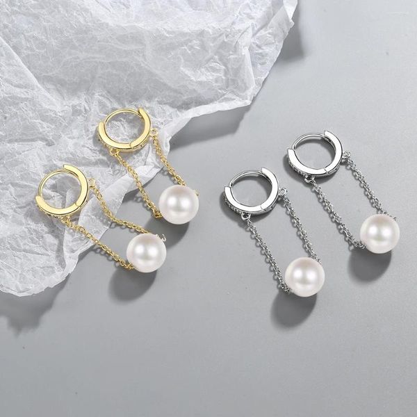 Boucles d'oreilles créoles en argent Sterling 925, style Punk bohème naturel, perles baroques, Huggies pour femmes, mode européenne Simple, bijoux de fête BKEJ566