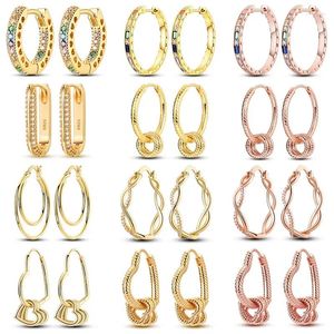 Boucles d'oreilles créoles en argent Sterling 925, or Rose, clou doré, couleur originale, cristal Zircon, mode pour femmes, cadeau, bijoux