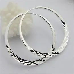 Boucles d'oreilles créoles en argent Sterling 925, grand bijou de voiture à la mode de 5/6CM pour femmes, cadeaux de noël, de saint-valentin, vente en gros