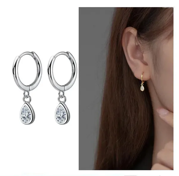 Boucles d'oreilles créoles en argent Sterling 925, Huggies simples, goutte d'eau, Zircon, mode bohème, Piercing, Clip de fête, bijoux cadeau