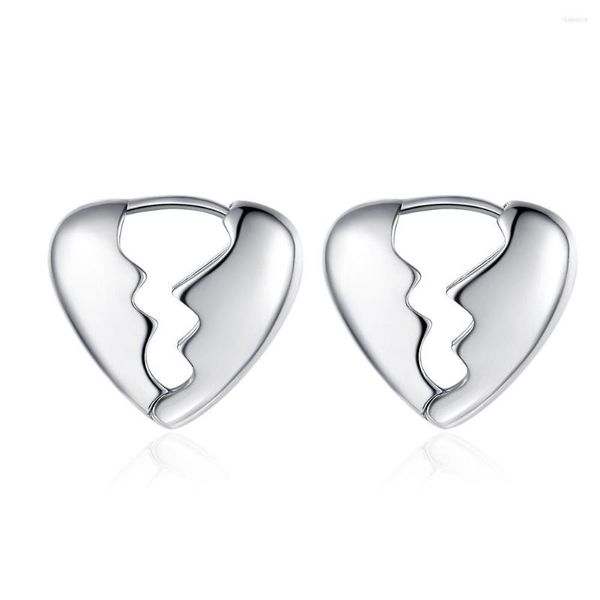 Boucles d'oreilles créoles en argent Sterling 925 Simple coeur d'amour boucle en or cassé pour les femmes bijoux de mode de mariage