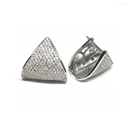 Pendientes de aro 925 Geometría de triángulo sólido de plata esterlina para mujeres Opciones blancas negras Pequeñas joyas Brincos