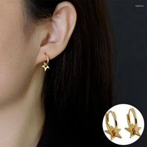 Hoop oorbellen 925 Sterling Silver Star Earring For Women Girl Geometric Smooth Hollow Out Design sieraden Verjaardagsgeschenk drop