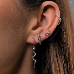 Boucles d'oreilles créoles en argent Sterling 925 minuscule CZ serpent boucle d'oreille délicate Huggie classique mode femmes bijoux