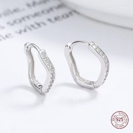 Boucles d'oreilles créoles en argent sterling 925, boucle d'oreille géométrique torsadée, Zircon irrégulier, mode coréenne pour femmes, bijoux d'anniversaire pour petite amie