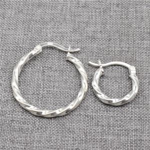 Hoop oorbellen 925 Sterling Silver Twist Tube Style Eurowire Earring voor sieradenbevindingen 15 mm 25 mm