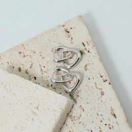 Boucles d'oreilles cerceaux 925 argent sterling deux anneaux triangulaires bijoux sexy créatifs pour femmes cadeaux coréens personnalisés JE0104