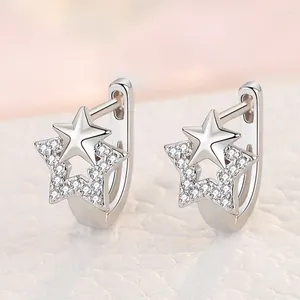 Pendientes de aro 925 Sterling Silver Vintage Star Circón Accesorios de fiesta hechos a mano Joyería