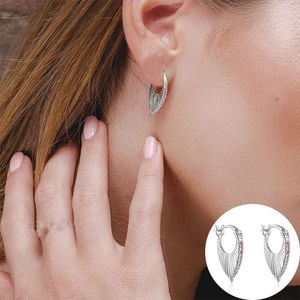 Boucles d'oreilles Hoop 925 Sterling Silver Zircon Géométrique Oreille d'oreille pour femmes Girl Fashion Fan Fan Bijoux Party Gift Drop