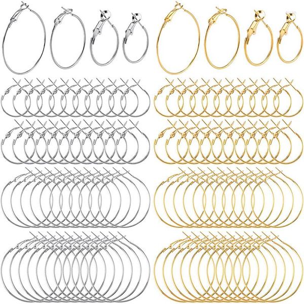 Boucles d'oreilles créoles 96 pièces cerceaux plaqués or grand cercle fil d'oreille fils pour bijoux à bricoler soi-même faisant des fournitures 20mm 25mm 30mm 40mm 2.7mm