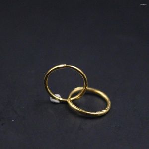 Pendientes de aro 999 Oro amarillo de 24 quilates para mujer Línea real tallada Círculo Amor femenino Boda 11-12 mm de diámetro