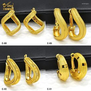 Boucles d'oreilles créoles en cuivre doré pour femmes, mode africaine dubaï, rondes et épaisses, plaquées or 24K, bijoux pour dames, accessoires cadeaux de mariée