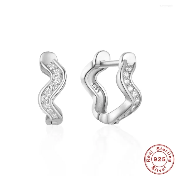 Boucles d'oreilles créoles AIDE 925 Steling argent vague cristal zircone petit Huggie Cartilage boucle d'oreille pour femmes Piercing oreille boucle bijoux