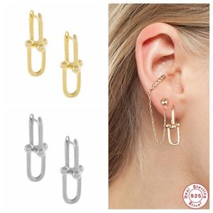 Boucles d'oreilles créoles Aide 925 en argent Sterling Double Rectangle pour femmes luxe géométrique cadre perles Huggie fête Fine bijou