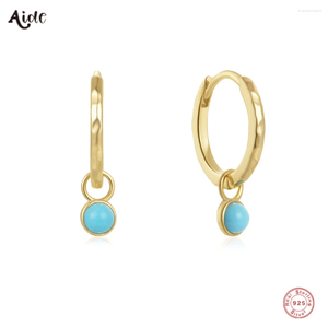 Hoepel Oorbellen Aide 925 Sterling Zilver Turquoise Drop Oor Gesp Gouden Hoepels Voor Vrouwen Minimalistische Fijne Sieraden Trendy Pendientes Gift