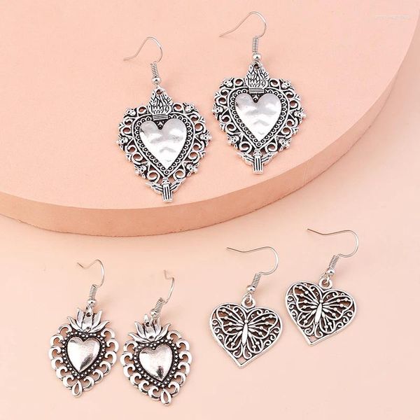 Boucles d'oreilles cerceaux Aihua Metal Silver Color Punk Vampire Love Heart Set pour les femmes de bijoux de fête vintage