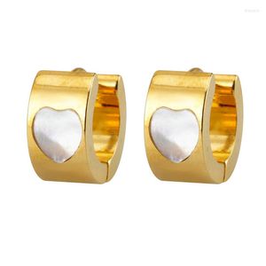 Hoop oorbellen Allme Classic White Shell Love Heart For Women Gold Color Titanium Steel Wide Chunky Earring Pendientes 2023