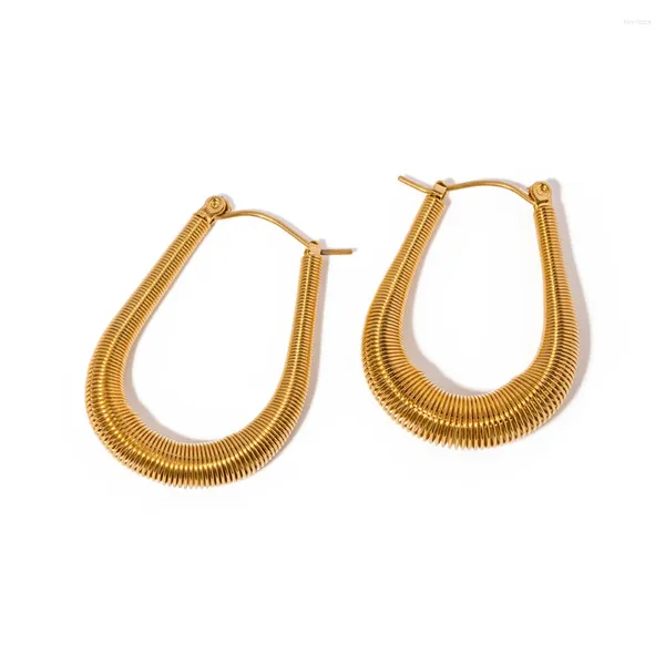 Pendientes de aro ALLME Delicado Twist Spring para mujer hombre Unisex 18K oro PVD plateado titanio acero pendiente impermeable