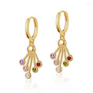 Boucles d'oreilles créoles ALLME texturé multicolore CZ cubique Zircon secteur gland irrégulier 18K véritable boucle d'oreille en laiton plaqué or pour les femmes